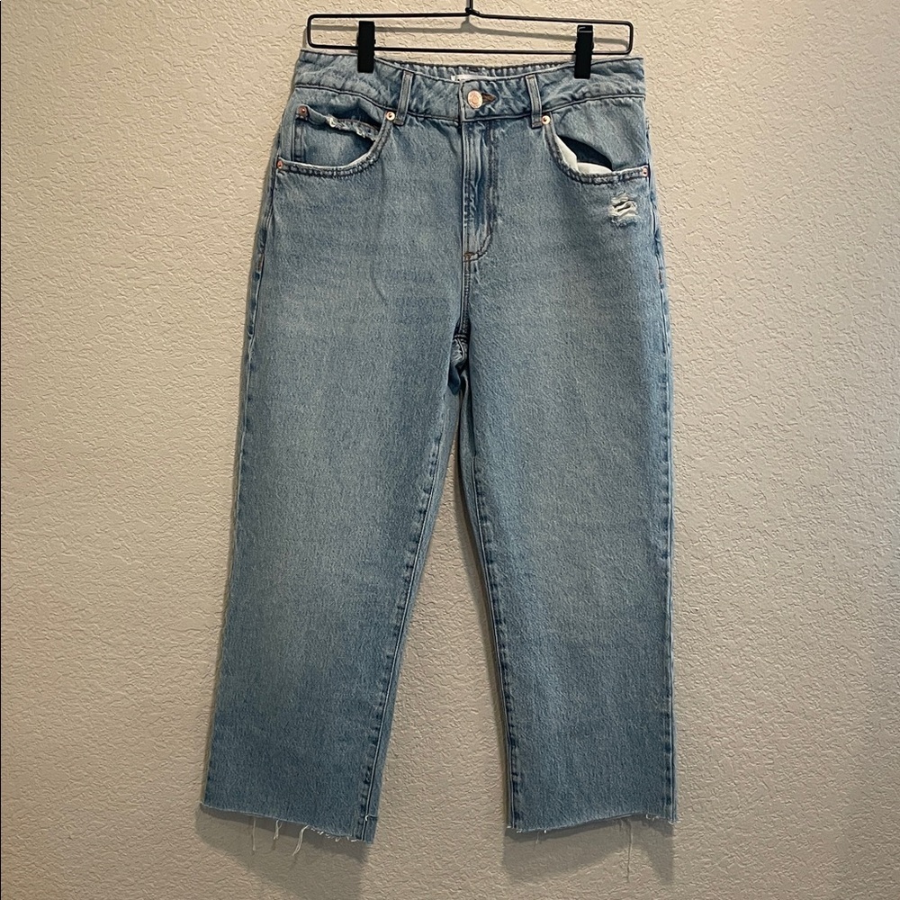 Garage Cropped Straight Leg Jeans Light Wash High Rise Size 28
